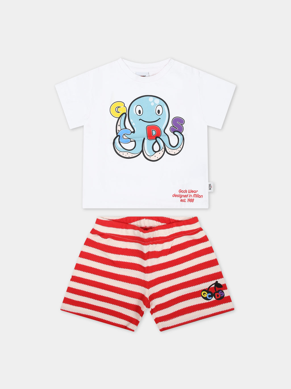 Striped baby boy set with octopus